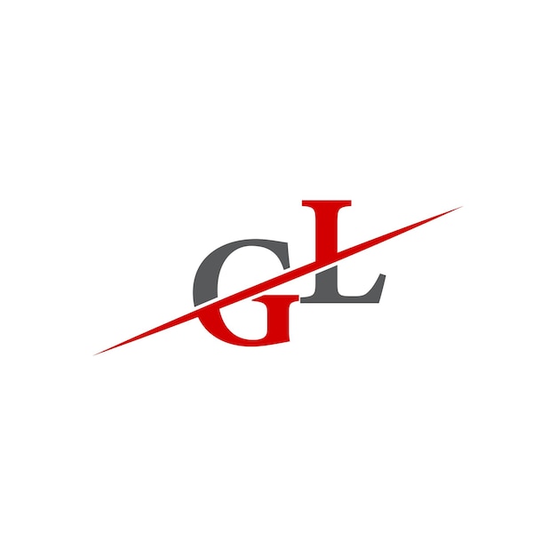 Logotipo minimalista de GL con línea diagonal dinámica