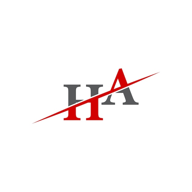 Logotipo minimalista de HA con línea diagonal dinámica