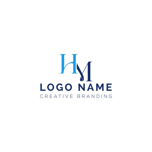 Logotipo minimalista de HM para la marca y la identidad