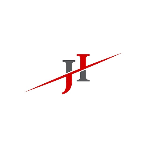 Logotipo minimalista de JI con línea diagonal dinámica