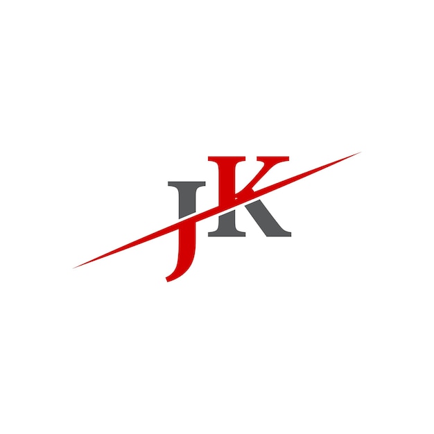Logotipo minimalista de JK con línea diagonal dinámica