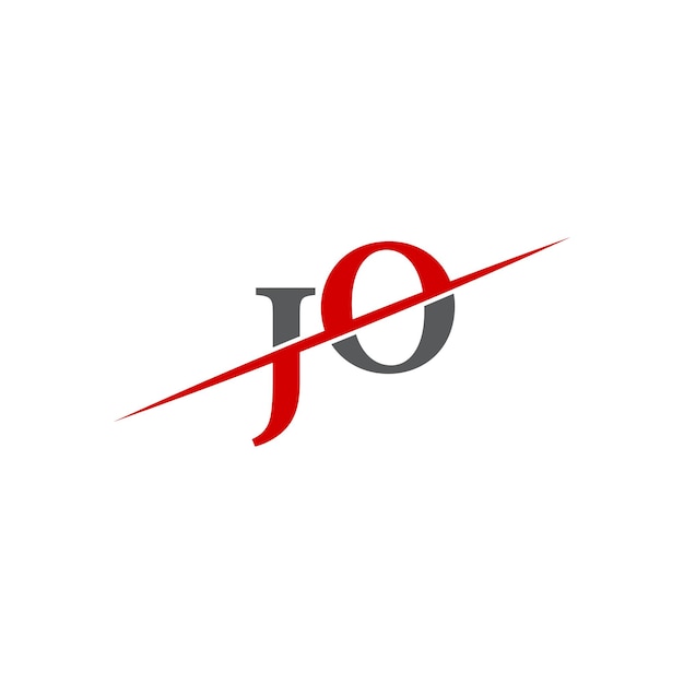 Logotipo minimalista de JO con línea diagonal dinámica