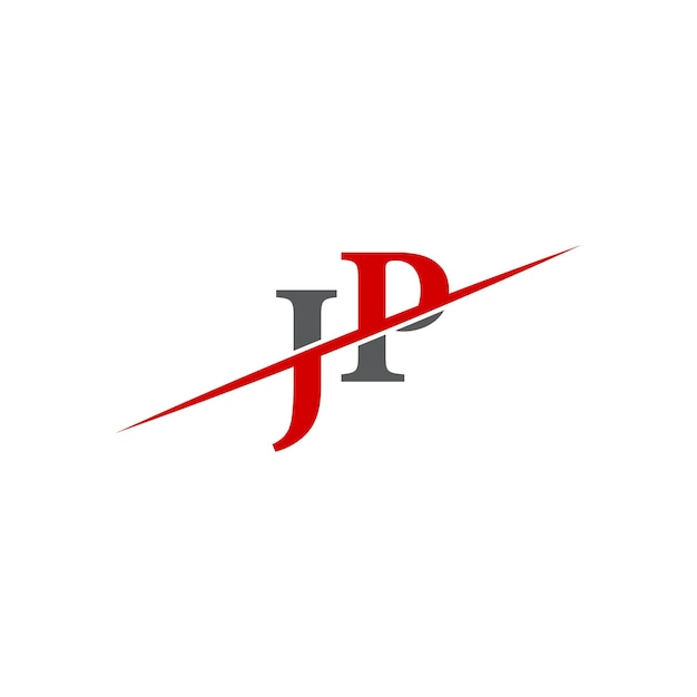 Logotipo minimalista de JP con línea diagonal dinámica