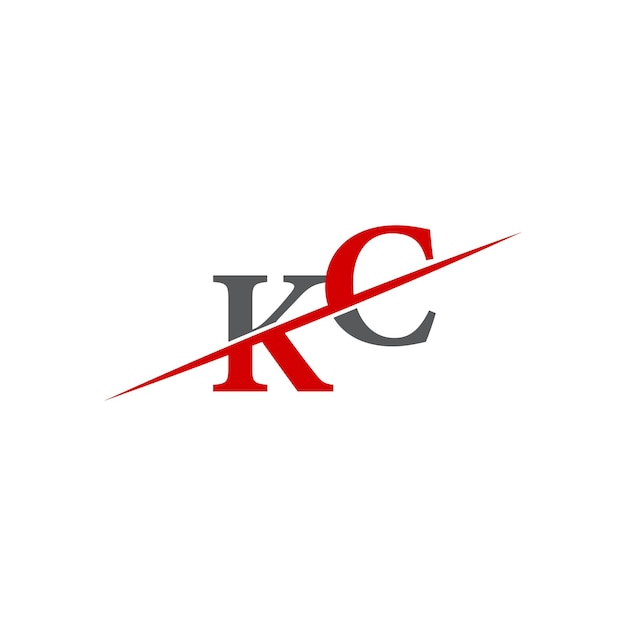 Logotipo minimalista de KC con línea diagonal dinámica