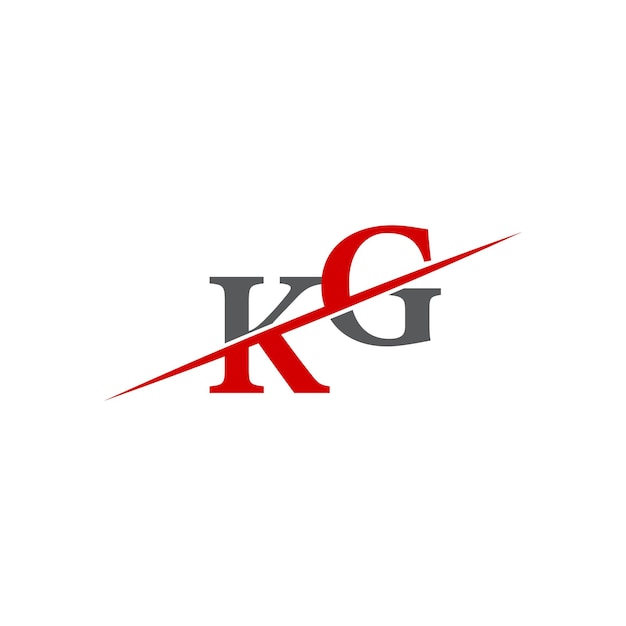 Logotipo minimalista de KG con línea diagonal dinámica