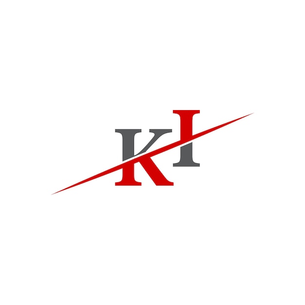 Logotipo minimalista de KI con línea diagonal dinámica