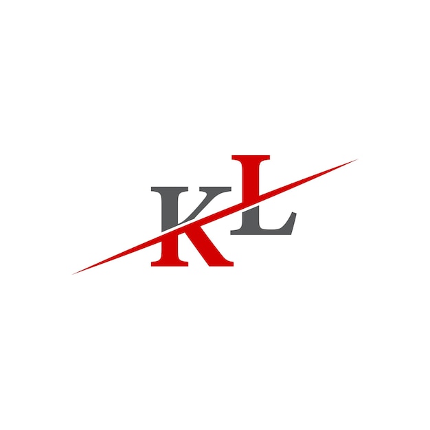 Logotipo minimalista de KL con línea diagonal dinámica