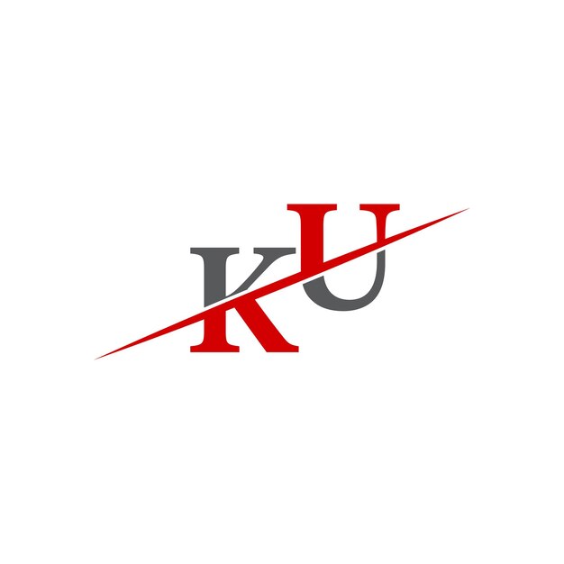 Logotipo minimalista de KU con línea diagonal dinámica