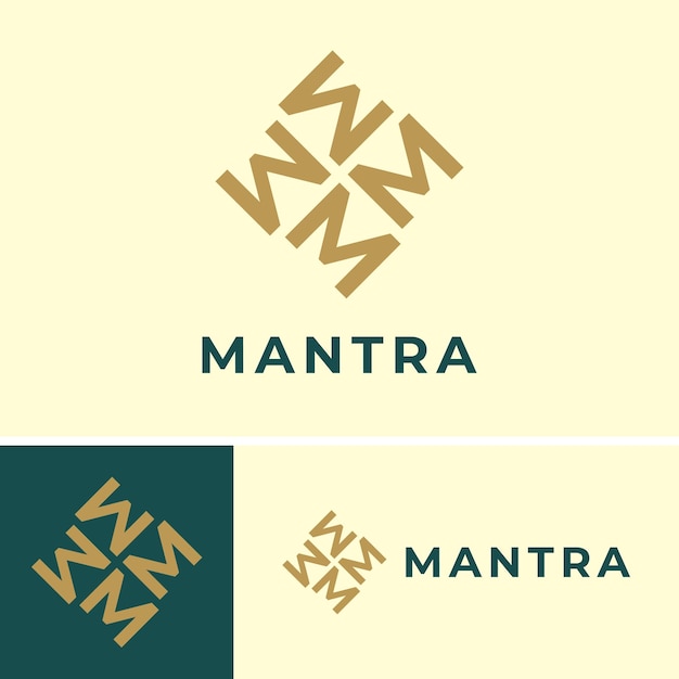 Logotipo minimalista letra M grupo rombo para empresa comercial