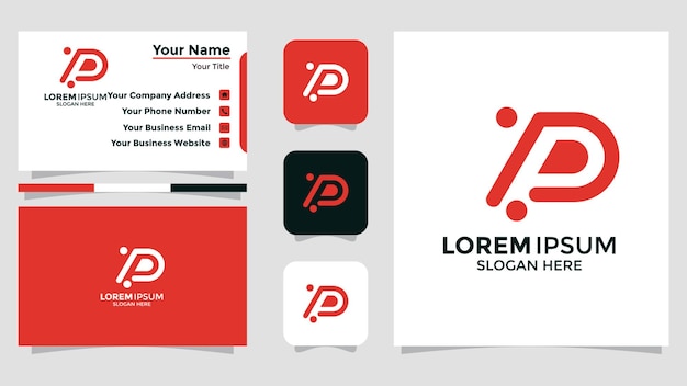 logotipo minimalista letra p y tarjeta de marca