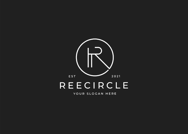 Logotipo minimalista de la letra R con plantilla de diseño en forma de círculo