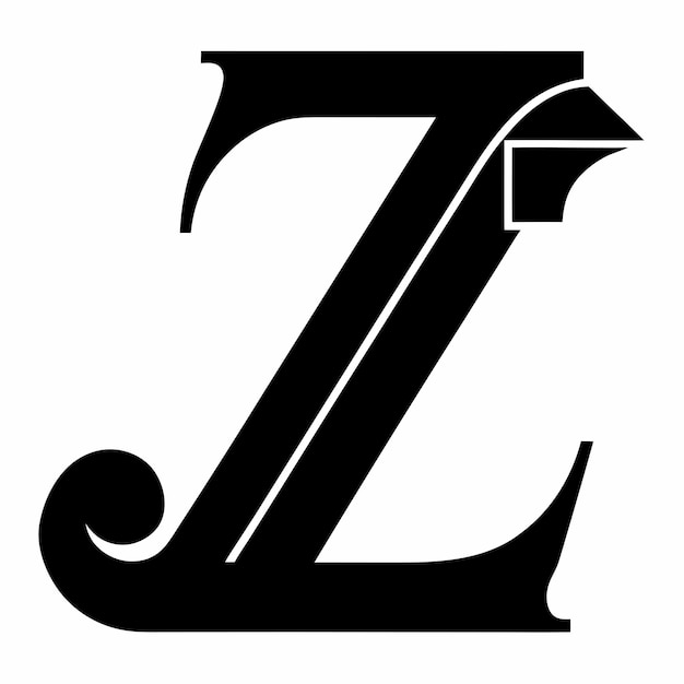 Logotipo minimalista letra Z en blanco y negro elementos arquitectónicos