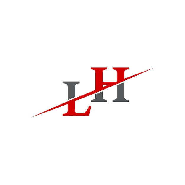 Logotipo minimalista de LH con línea diagonal dinámica