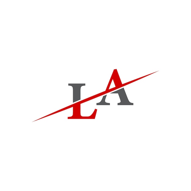 Logotipo minimalista de LA con línea diagonal dinámica