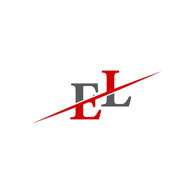 Logotipo EL minimalista con línea diagonal dinámica