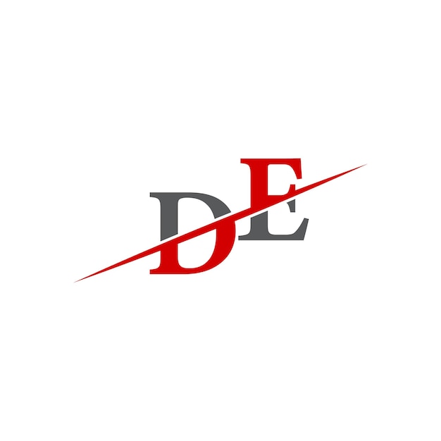 Logotipo de DE minimalista con línea diagonal dinámica