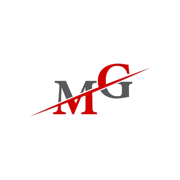 Logotipo minimalista de MG con línea diagonal dinámica
