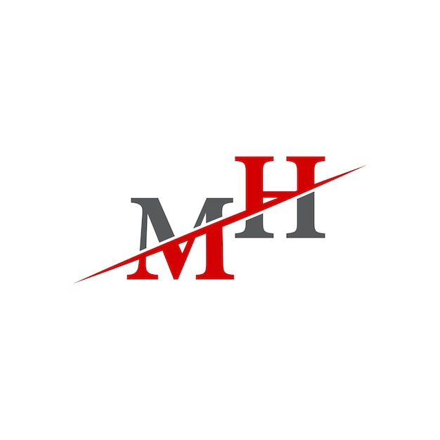 Logotipo minimalista de MH con línea diagonal dinámica