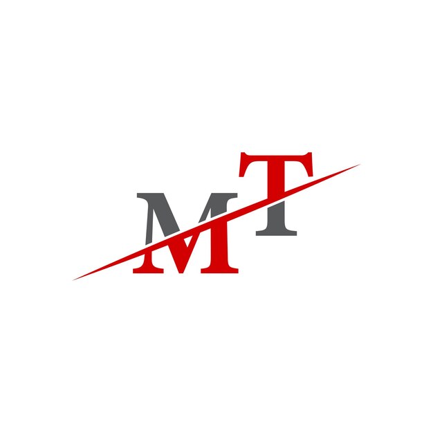 Logotipo minimalista de MT con línea diagonal dinámica