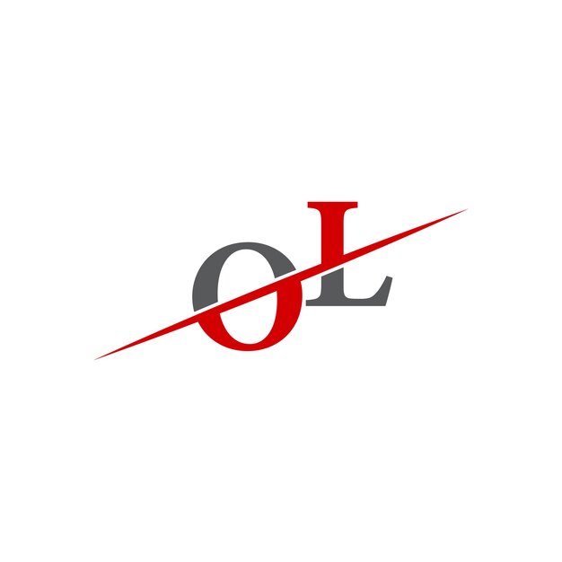 Logotipo minimalista de OL con línea diagonal dinámica