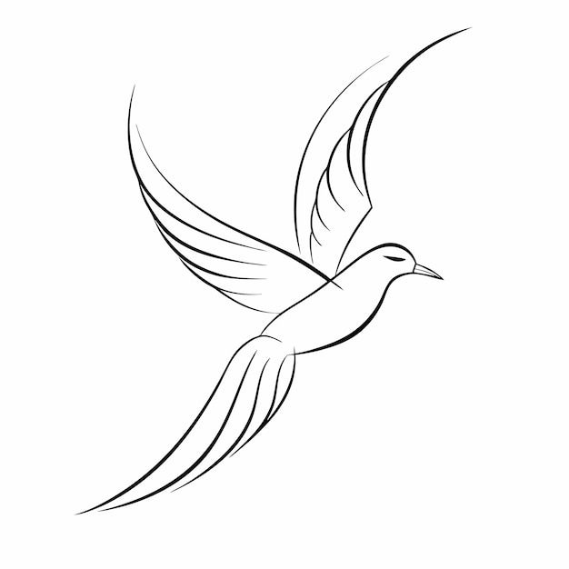 Logotipo minimalista de un pájaro que representa simbolizando la libertad y la elegancia las alas y el cuerpo de un ave