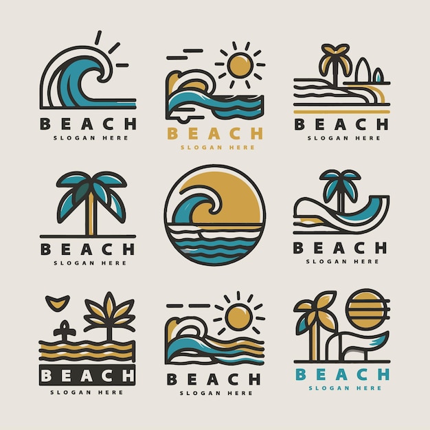 logotipo minimalista de la palma de playa de verano