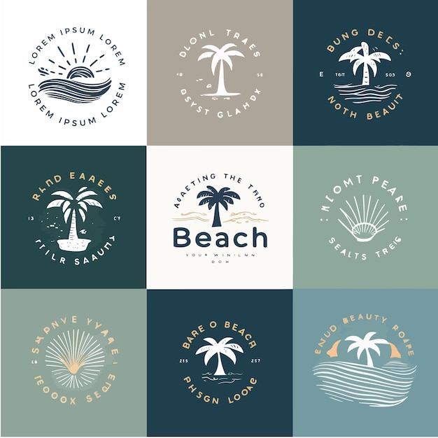 logotipo minimalista de la palma de playa de verano