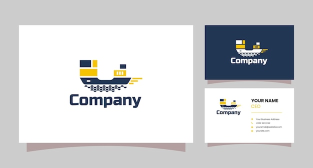 Logotipo minimalista de portacontenedores con tarjeta de visita