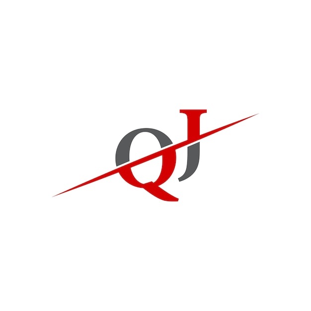 Logotipo minimalista de QJ con línea diagonal dinámica