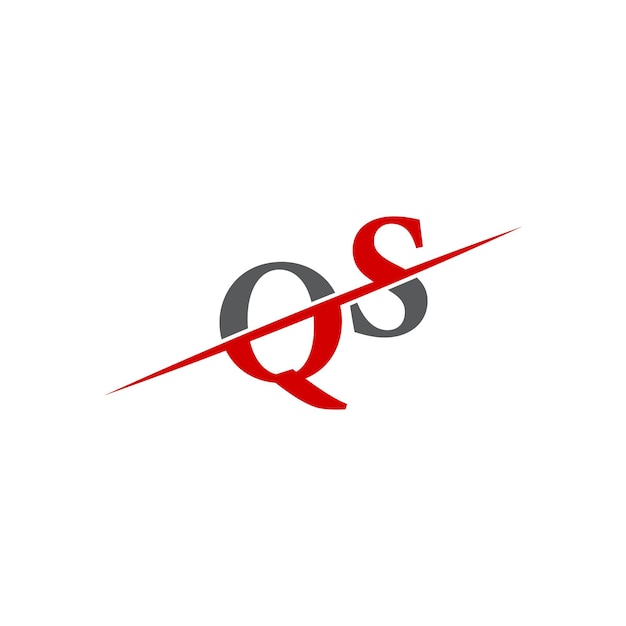 Logotipo minimalista de QS con línea diagonal dinámica