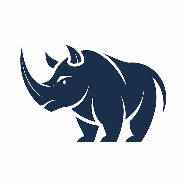 Un logotipo minimalista de rinoceronte mostrado en un fondo blanco limpio Un enfoque minimalista con líneas limpias y un solo logotipo