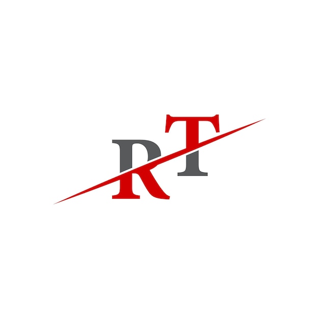 Logotipo minimalista de RT con línea diagonal dinámica