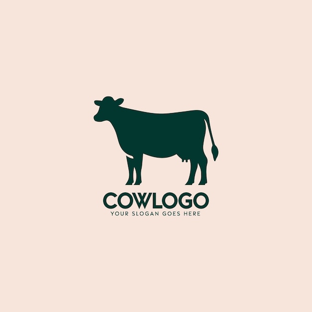 Logotipo minimalista de silueta de vaca de pie