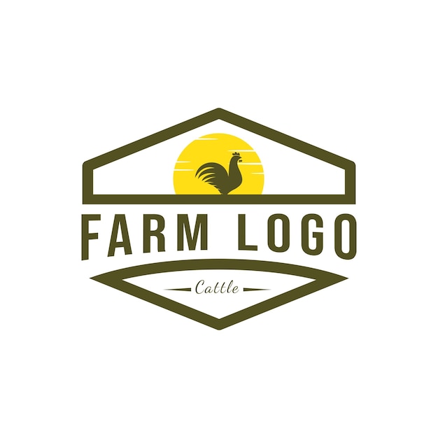 Vector logotipo minimalista y simple de la granja de pollos. diseño de ilustración vectorial del logotipo de la granja de pollos.