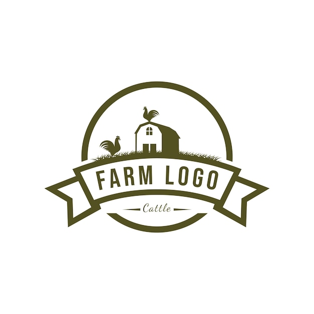 Vector logotipo minimalista y simple de la granja de pollos. diseño de ilustración vectorial del logotipo de la granja de pollos.