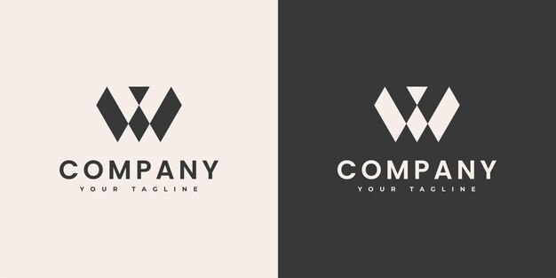 Logotipo minimalista simple moderno abstracto letra W