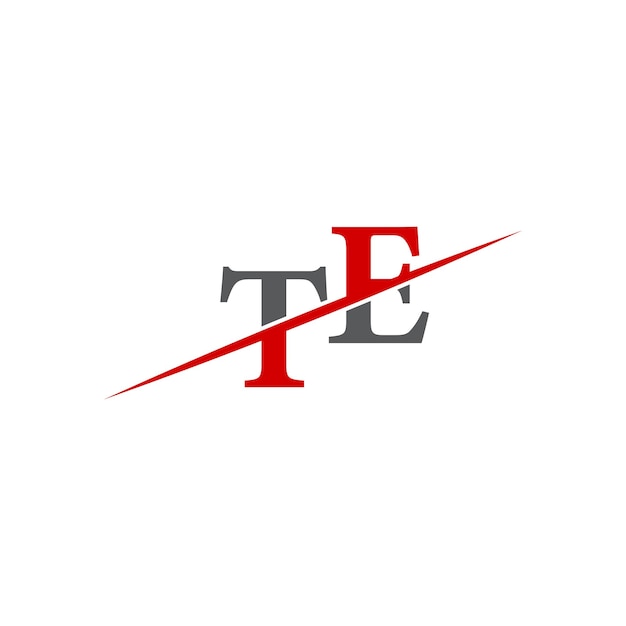 Logotipo minimalista de TE con línea diagonal dinámica