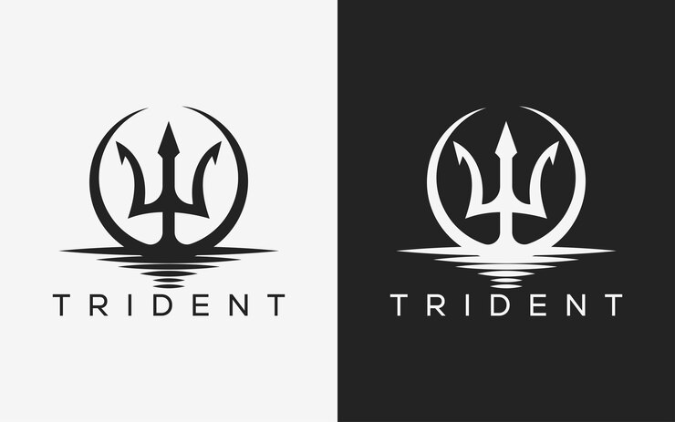 Vector el logotipo minimalista del tridente el logotipo moderno del tridente abstracto