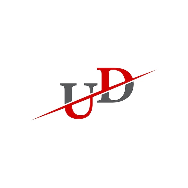 Logotipo minimalista de UD con línea diagonal dinámica