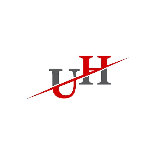 Logotipo minimalista de UH con línea diagonal dinámica
