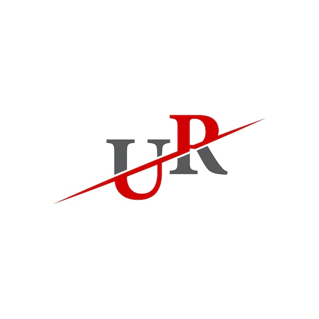 Logotipo minimalista de UR con línea diagonal dinámica
