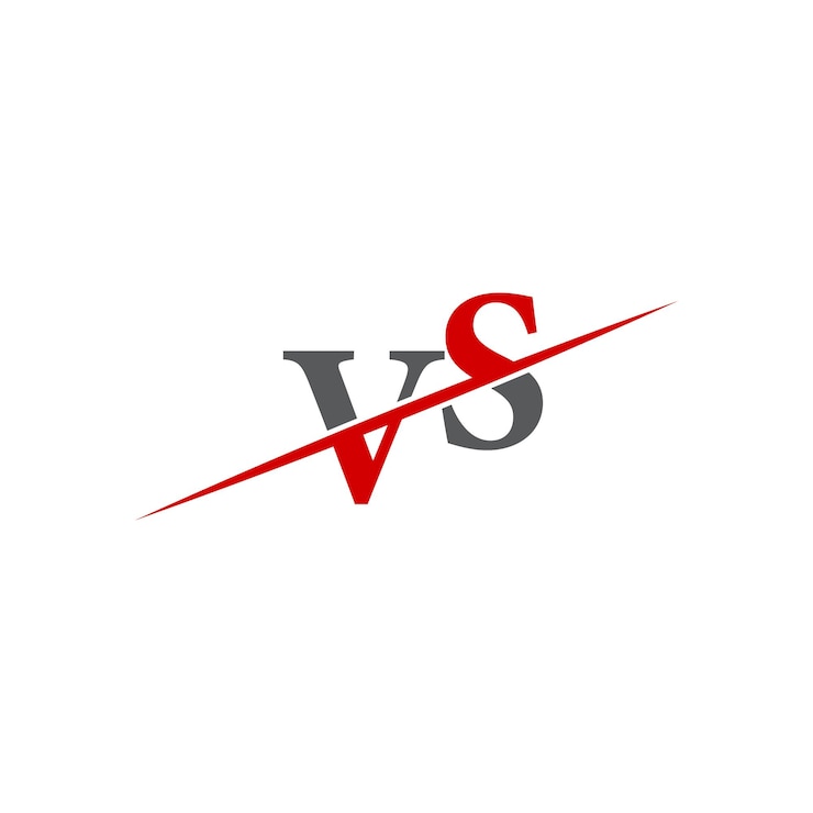 Vector logotipo minimalista vs con línea diagonal dinámica