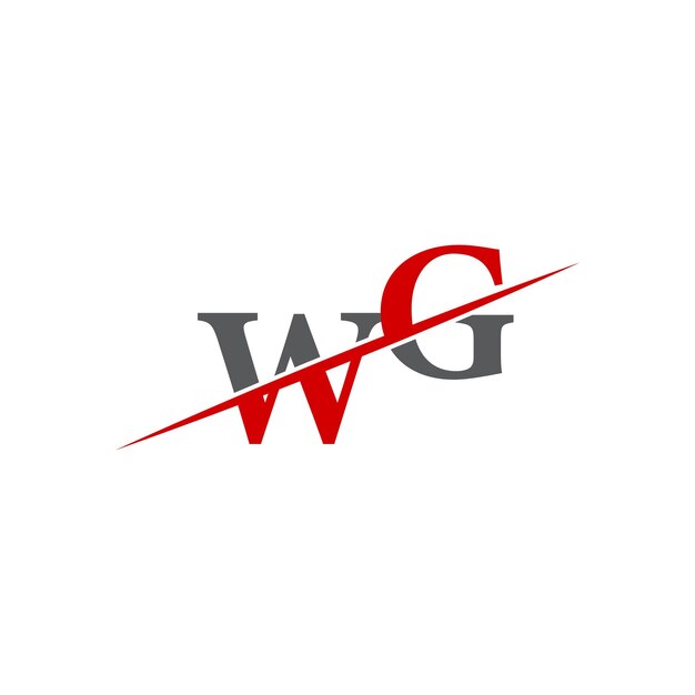 Logotipo minimalista de WG con línea diagonal dinámica