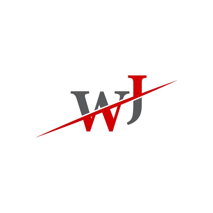 Vector logotipo minimalista de wj con línea diagonal dinámica