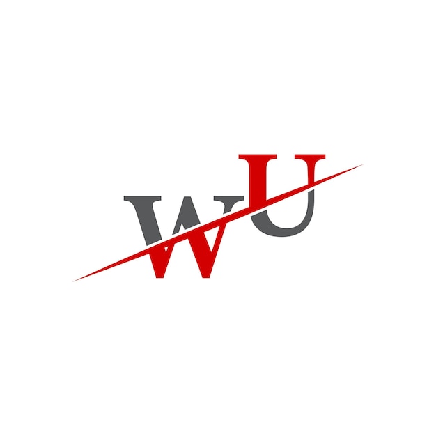 Logotipo minimalista de WU con línea diagonal dinámica