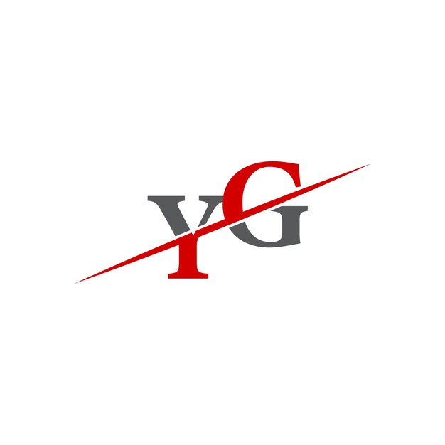 Logotipo minimalista de YG con línea diagonal dinámica