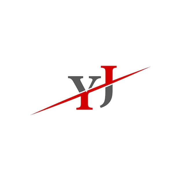Logotipo minimalista de YJ con línea diagonal dinámica