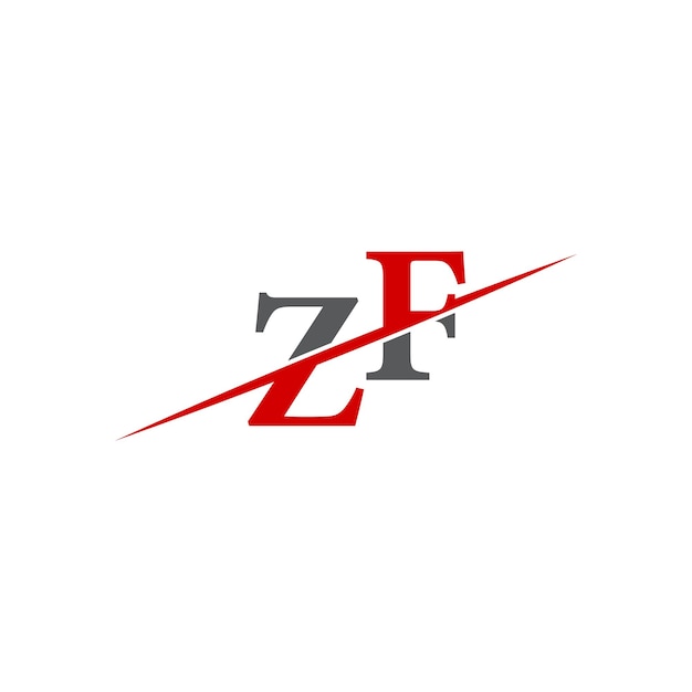 Logotipo minimalista de ZF con línea diagonal dinámica