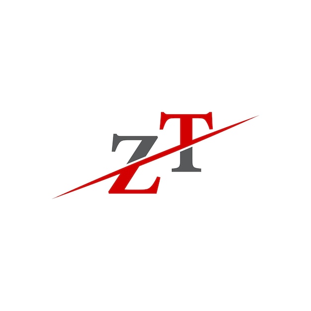 Logotipo minimalista de ZT con línea diagonal dinámica