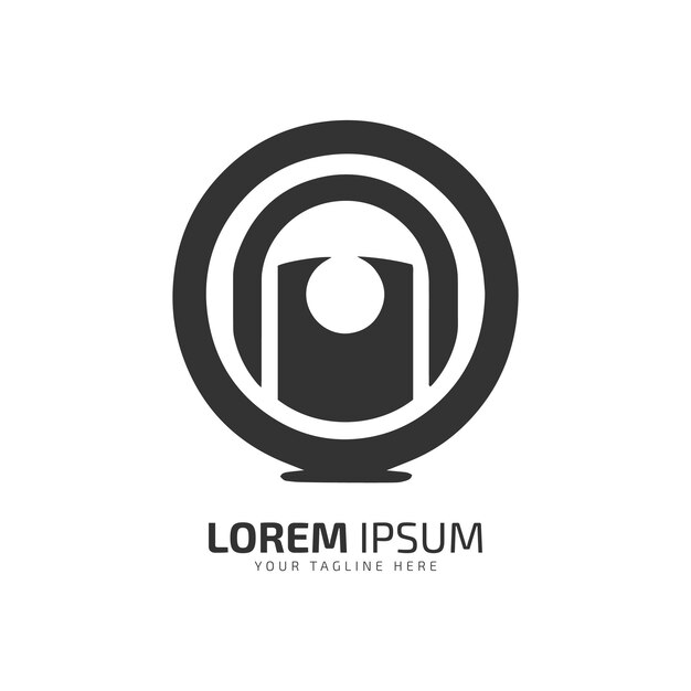 Logotipo mínimo y abstracto del diseño de plantilla aislada de la silueta de la cerradura de la puerta del icono de la cerradura del vector de la cerradura
